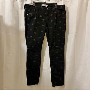 Torrid Skinny Jeans Lip Kisses Pattern Black Denim Stretch Size 18